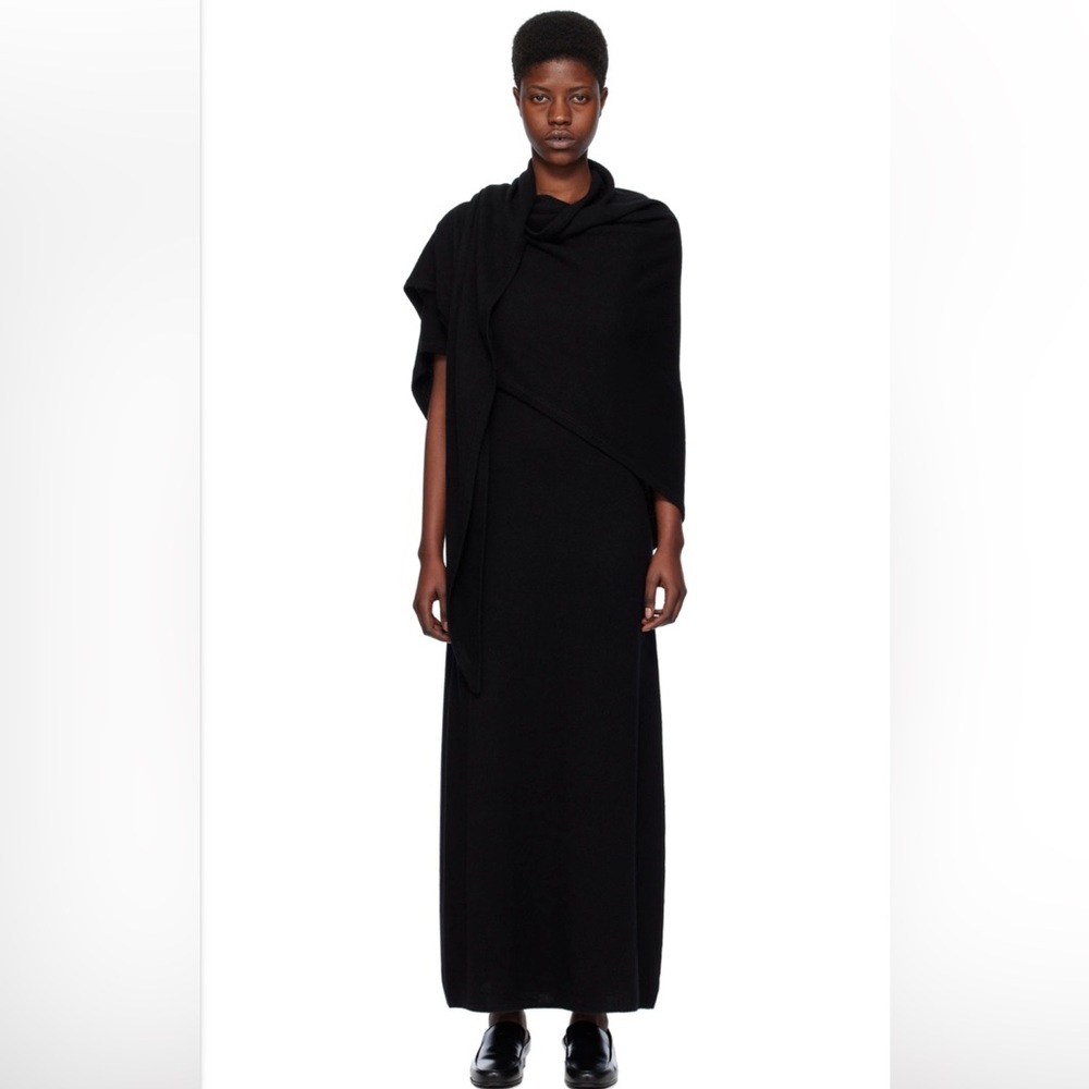 TOTEME Black Cashmere Shawl Maxi Dress